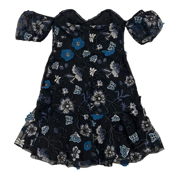 For Love & Lemons Botanic Strapless Dress Butterfly Embroidered 3D Floral Fairy - Picture 8 of 13